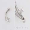 MULTI CZ BUTTERFLY 316L SURGICAL STEEL CURVED BARBELL/EYEBROW